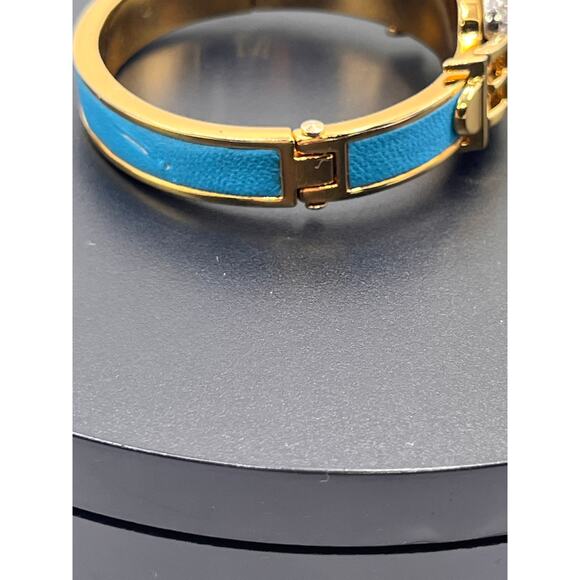 Juicy Couture Blue Leather Pave
Heart Hinged Gold Tone Buckle Bangle - Picture 4 of 9